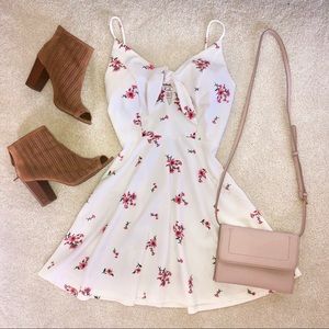 White Floral Print Skater Dress